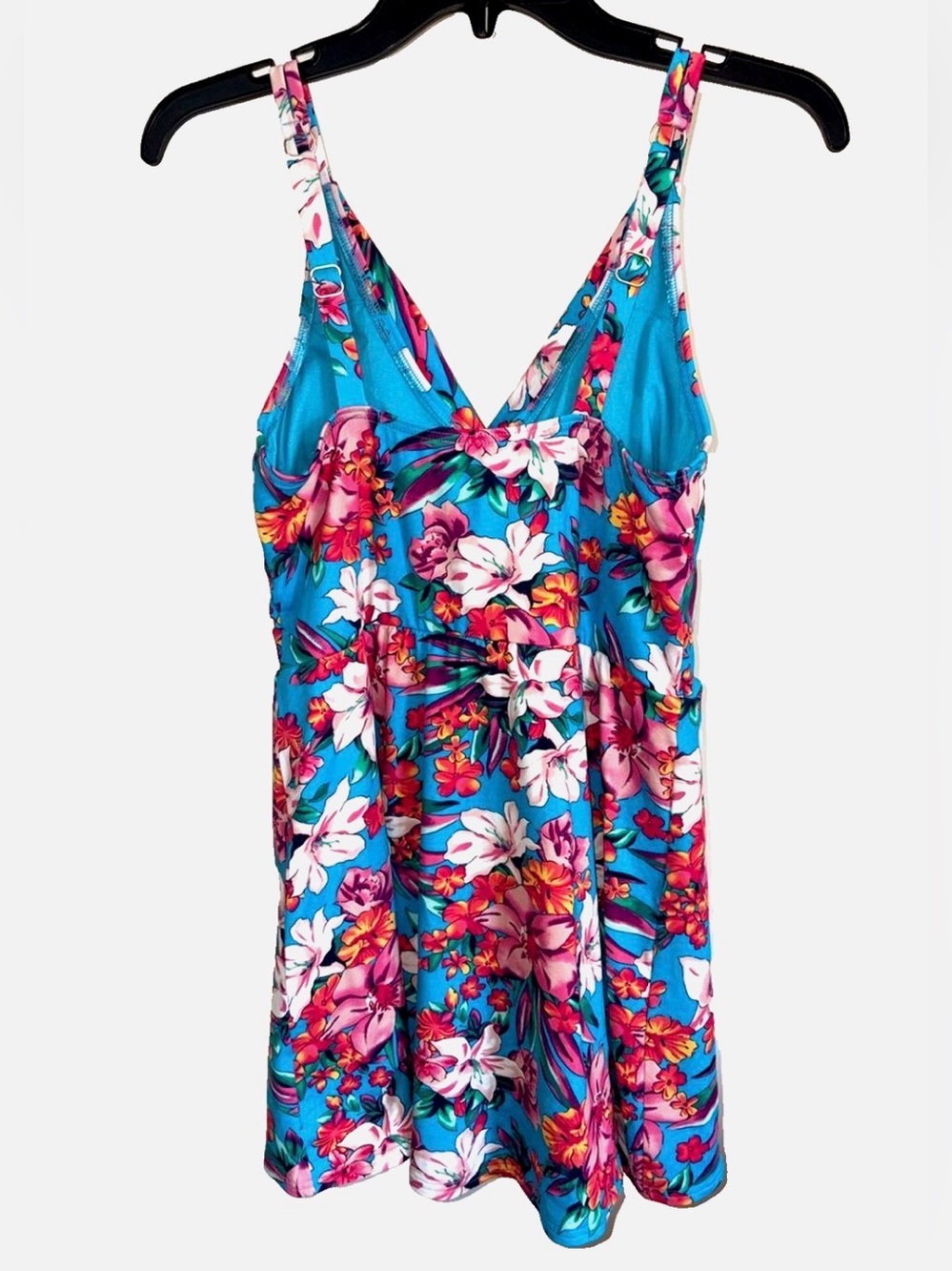 Lands’ End Floral Swim Dress One Piece Swimsuit Size 10-12 Tummy Control - Picture 2 of 15